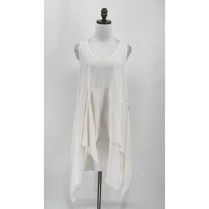 COS White Crinkle Scoop Neck Boho Layered Handkerchief Tank Dress Sz 42